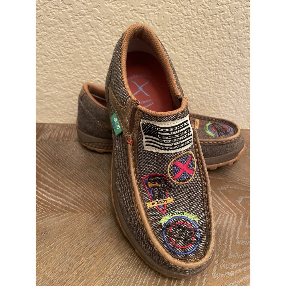 Twisted X Casual Shoes EcoTWX MXC0010 Slip on Driving Moc Tweed Patches Size 7